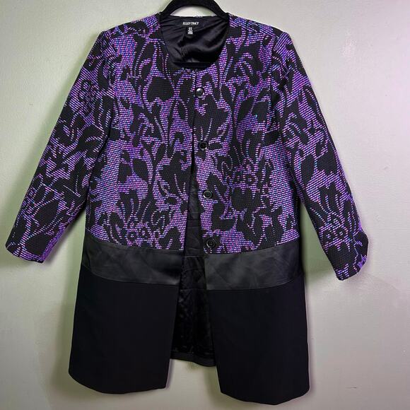 Ellen Tracy blazer jacket size 12 new floral office colorful capsule longline